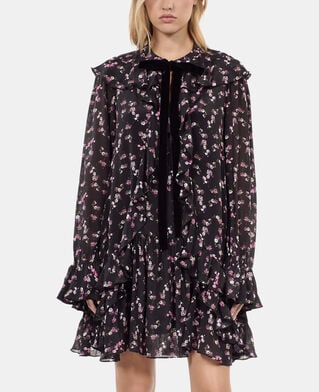 The Kooples FEMME BLACK robe courte à volants imprimé fleuri