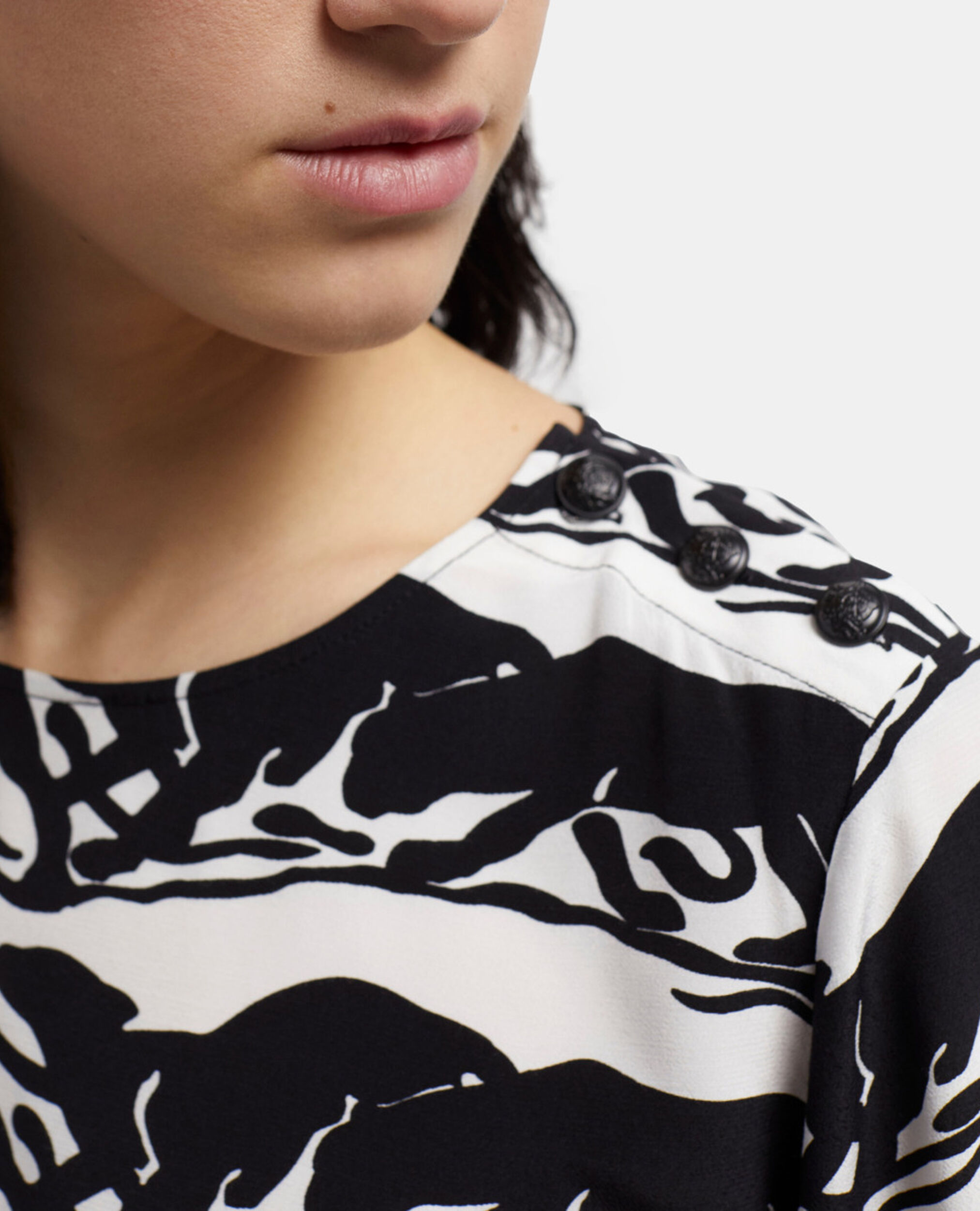 Panther printed blouse, BLACK / WHITE, hi-res image number null