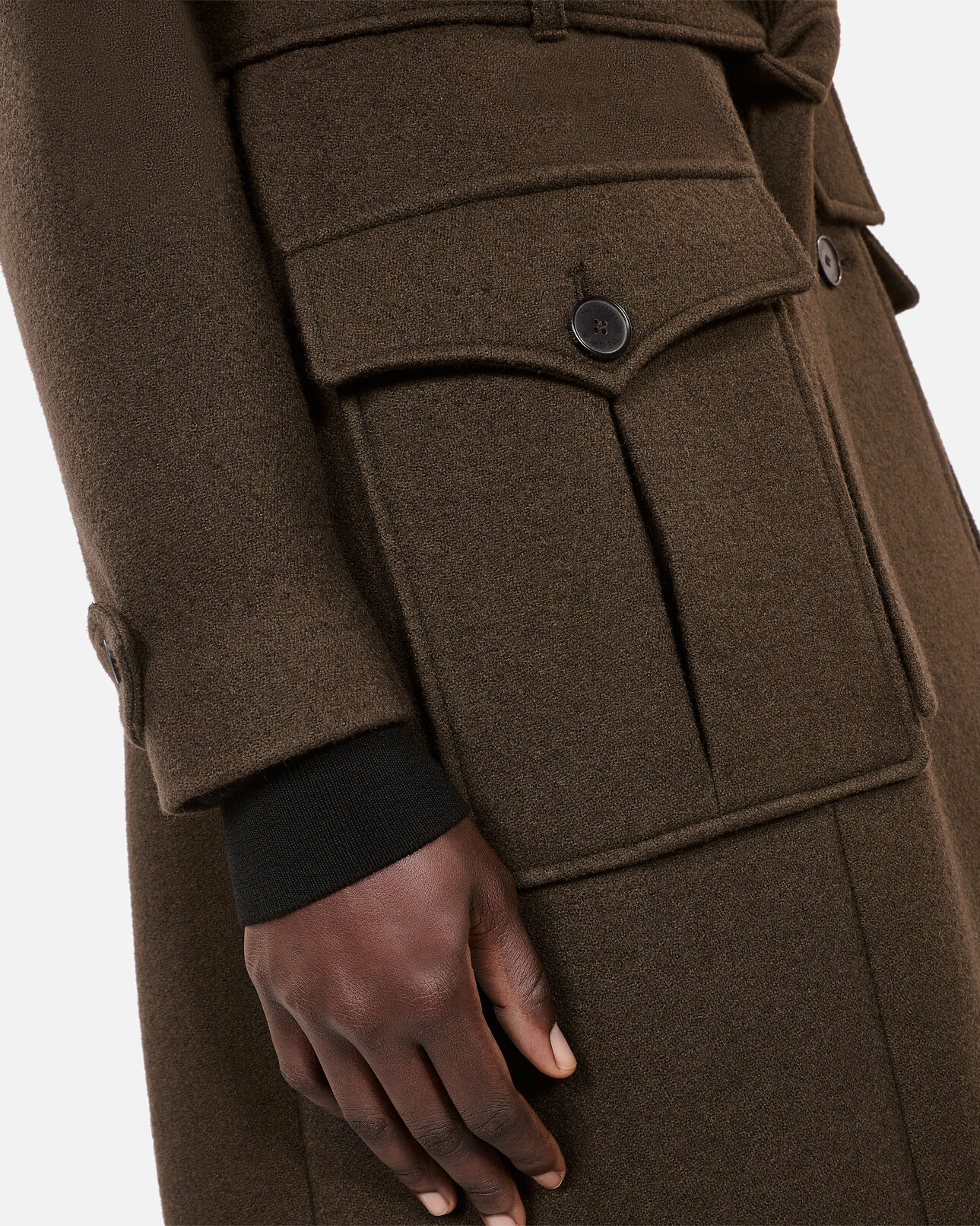 The Kooples FEMME KAKI manteau long en laine style trench kaki
