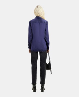 The Kooples WOMEN NIGHT BLUE blue satin silk shirt