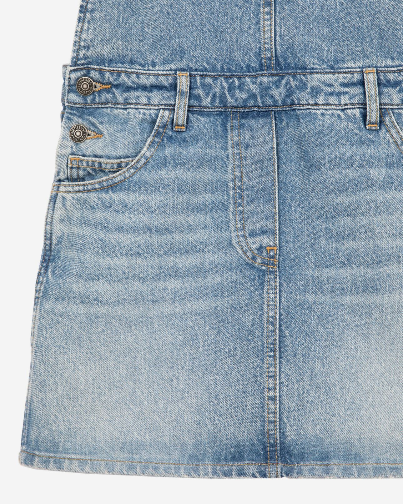 The Kooples WOMEN BLUE BLEACHED / NAVY short denim dungaree dress