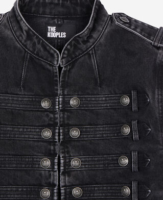 The Kooples WOMEN BLACK WASHED grey denim officer-style jacket