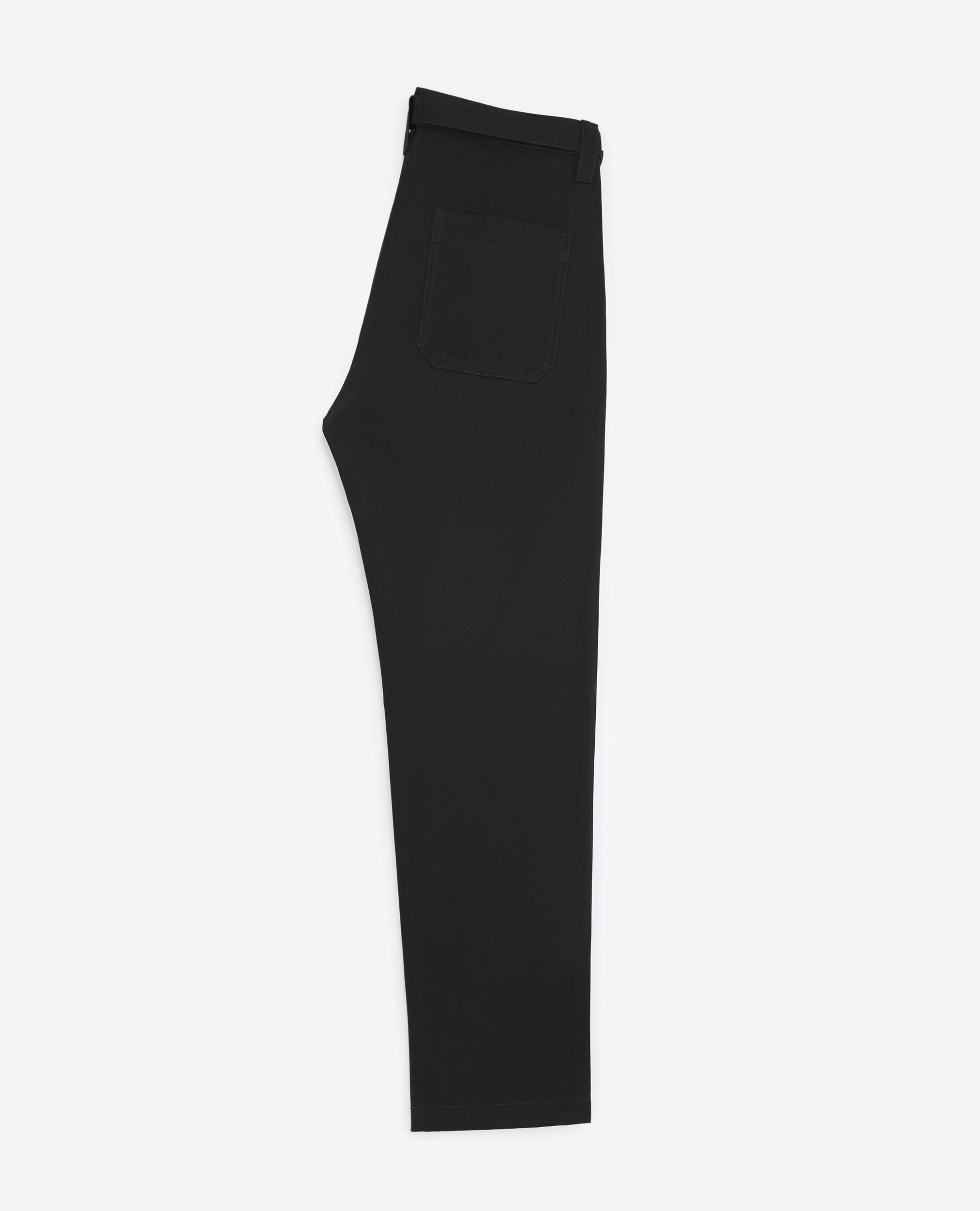 Straight-cut black trousers with belt, BLACK, hi-res image number null