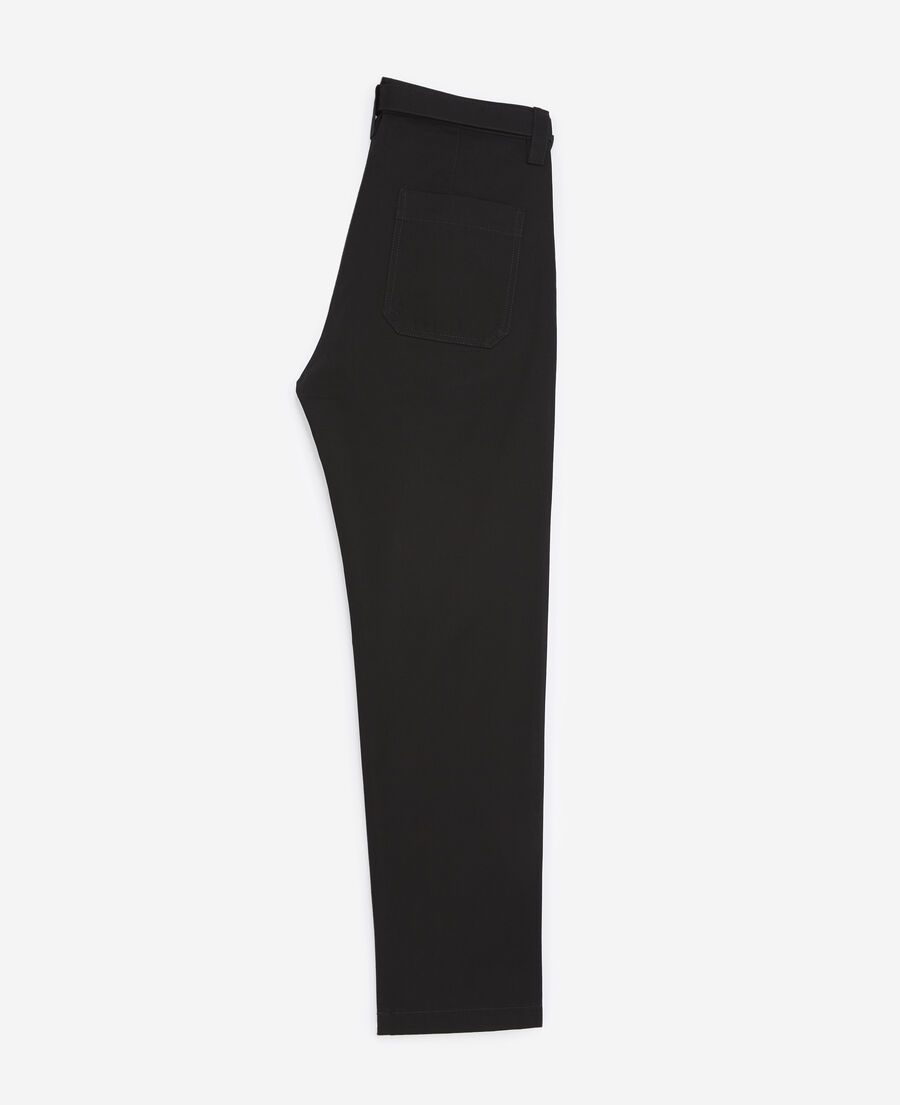 straight-cut black trousers with belt