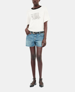 The Kooples DAMEN ECRU ecrufarbenes t-shirt mit tk waves-siebdruck