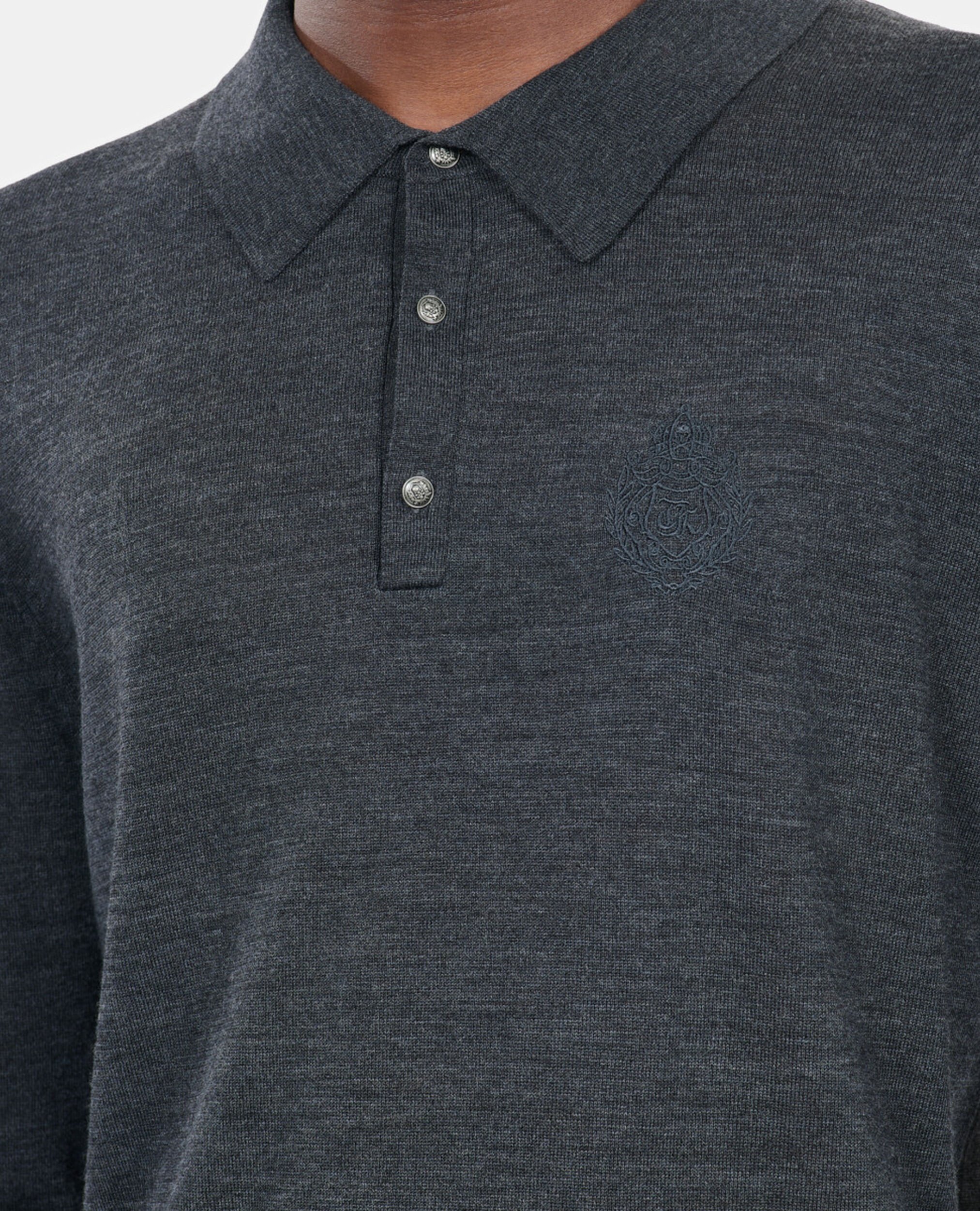 Grey wool sweater, ANTHRACITE MELANGE, hi-res image number null