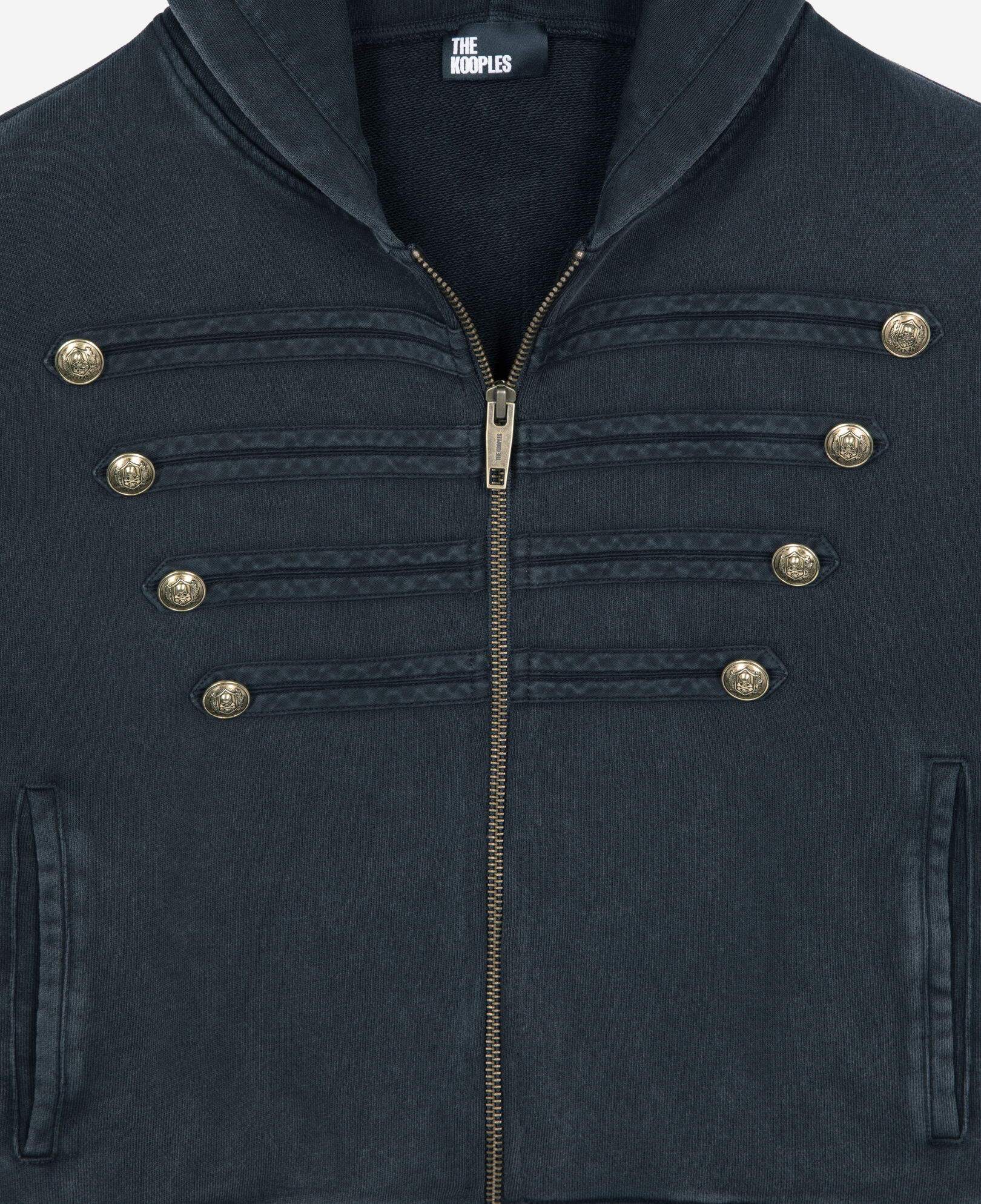 The Kooples F BLACK WASHED black officer style hoodie
