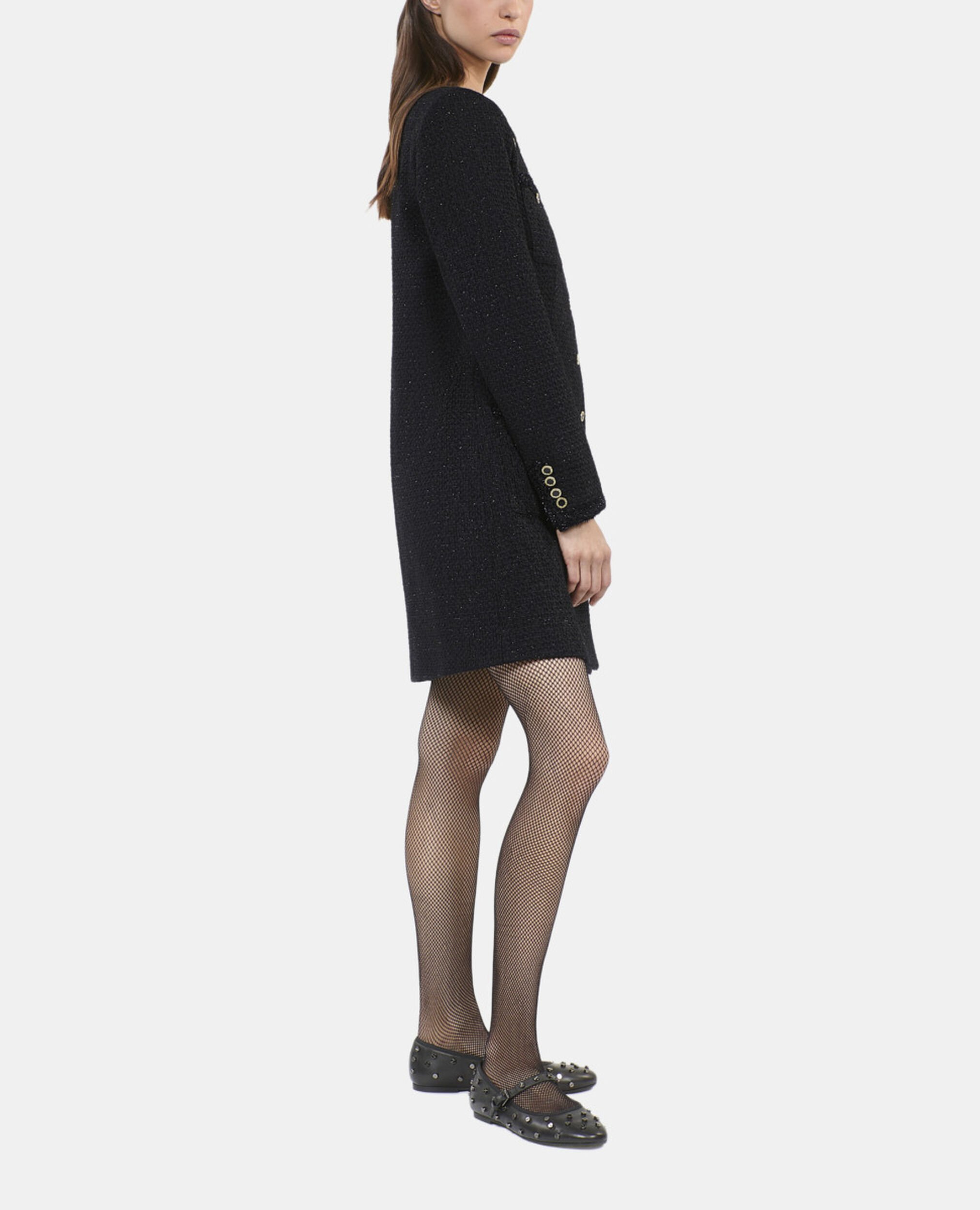 Short black tweed dress, BLACK, hi-res image number null