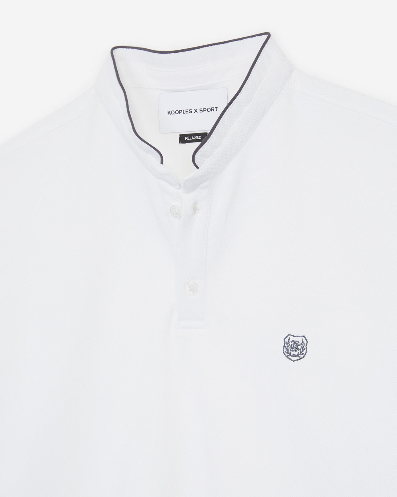 The Kooples MEN WHITE / LEAD GREY white officer collar cotton polo with piping