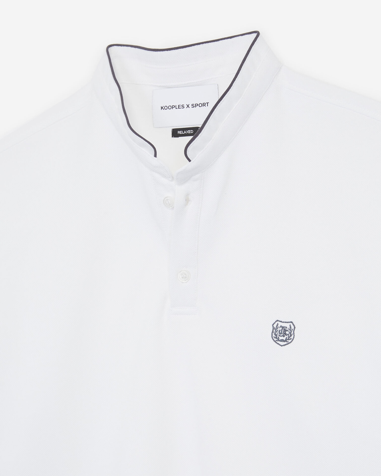 White officer collar cotton polo with piping, WHITE / LEAD GREY, hi-res image number null