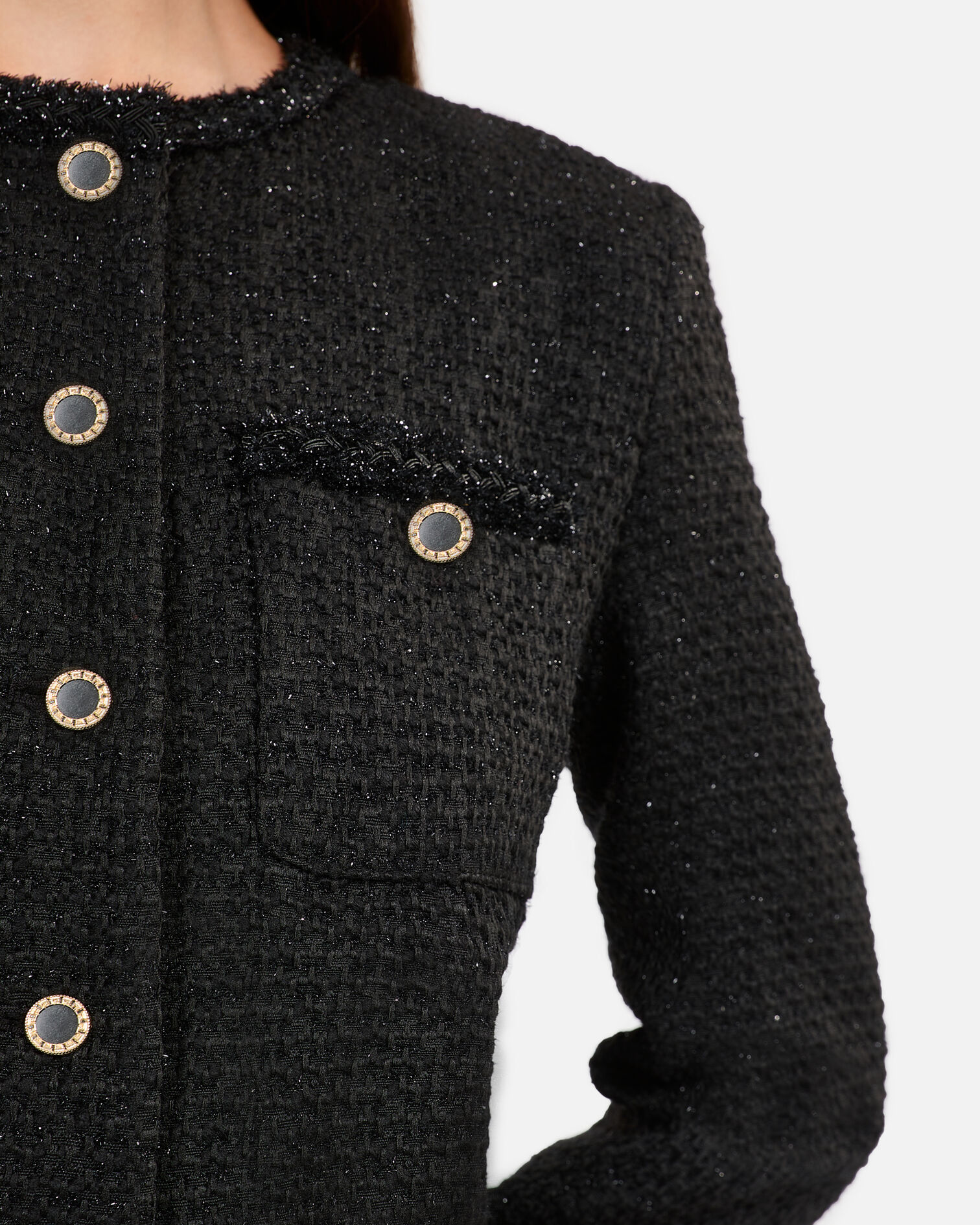 Short black tweed dress, BLACK, hi-res image number null