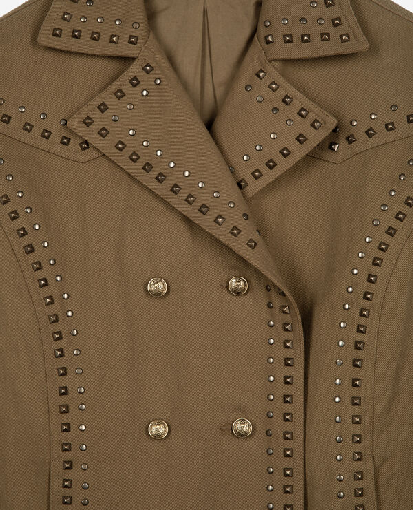 The Kooples F KAKI caban with studs and khaki beads