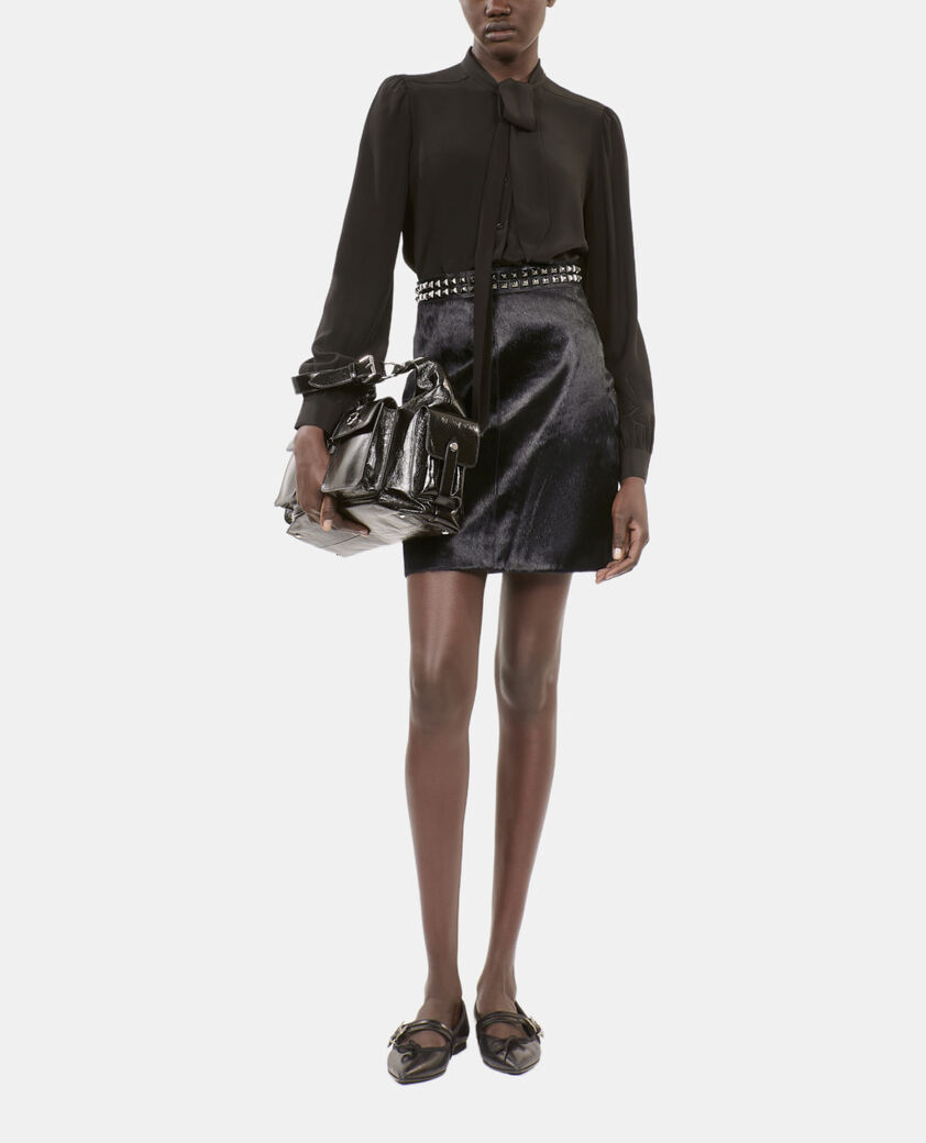 The Kooples DAMEN BLACK kurzer schwarzer lederrock