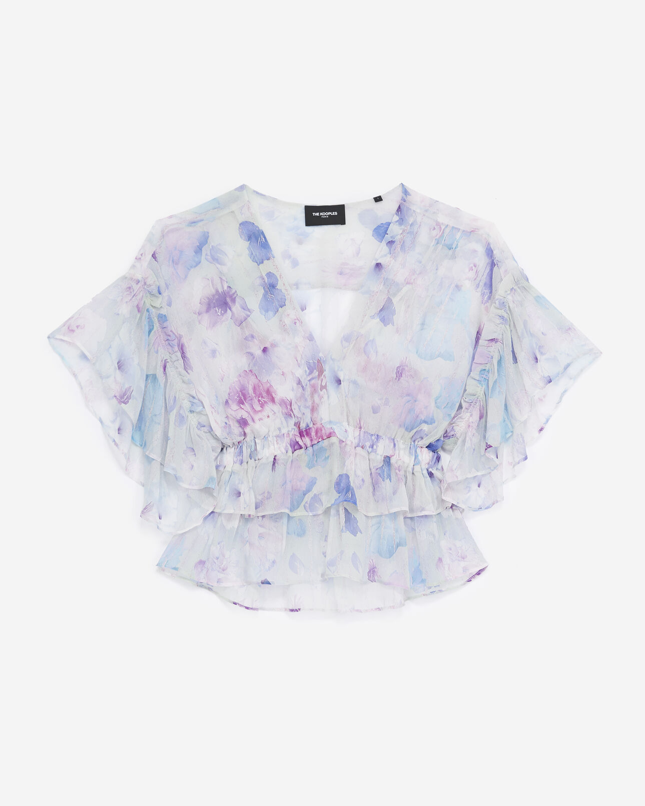 The Kooples WOMEN WHITE / LAVENDER printed top with shoulder straps
