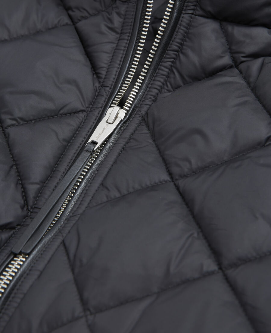 zipped black quilted technical jacket