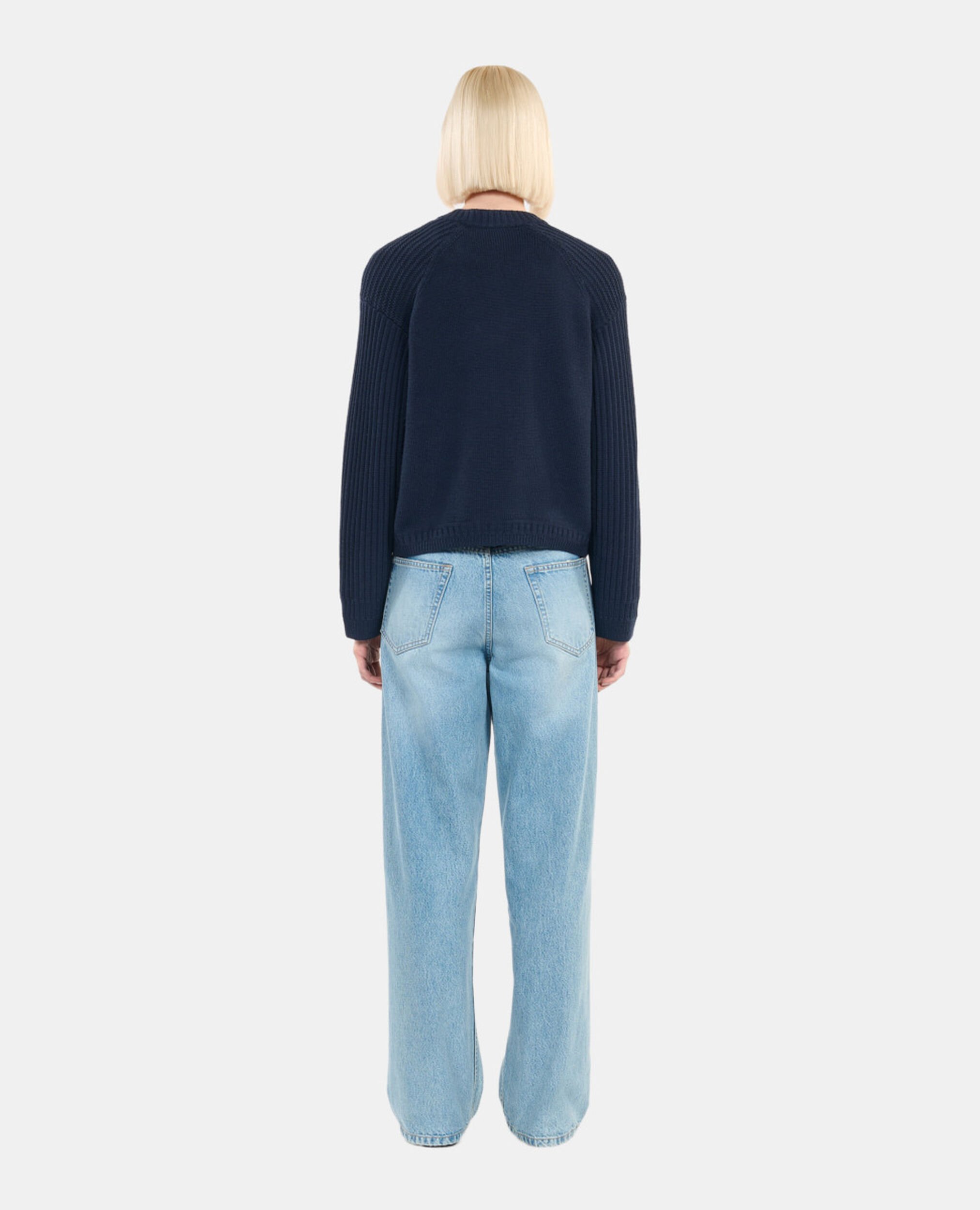 Marineblaue Strickjacke aus Wolle, DARK BLUE, hi-res image number null