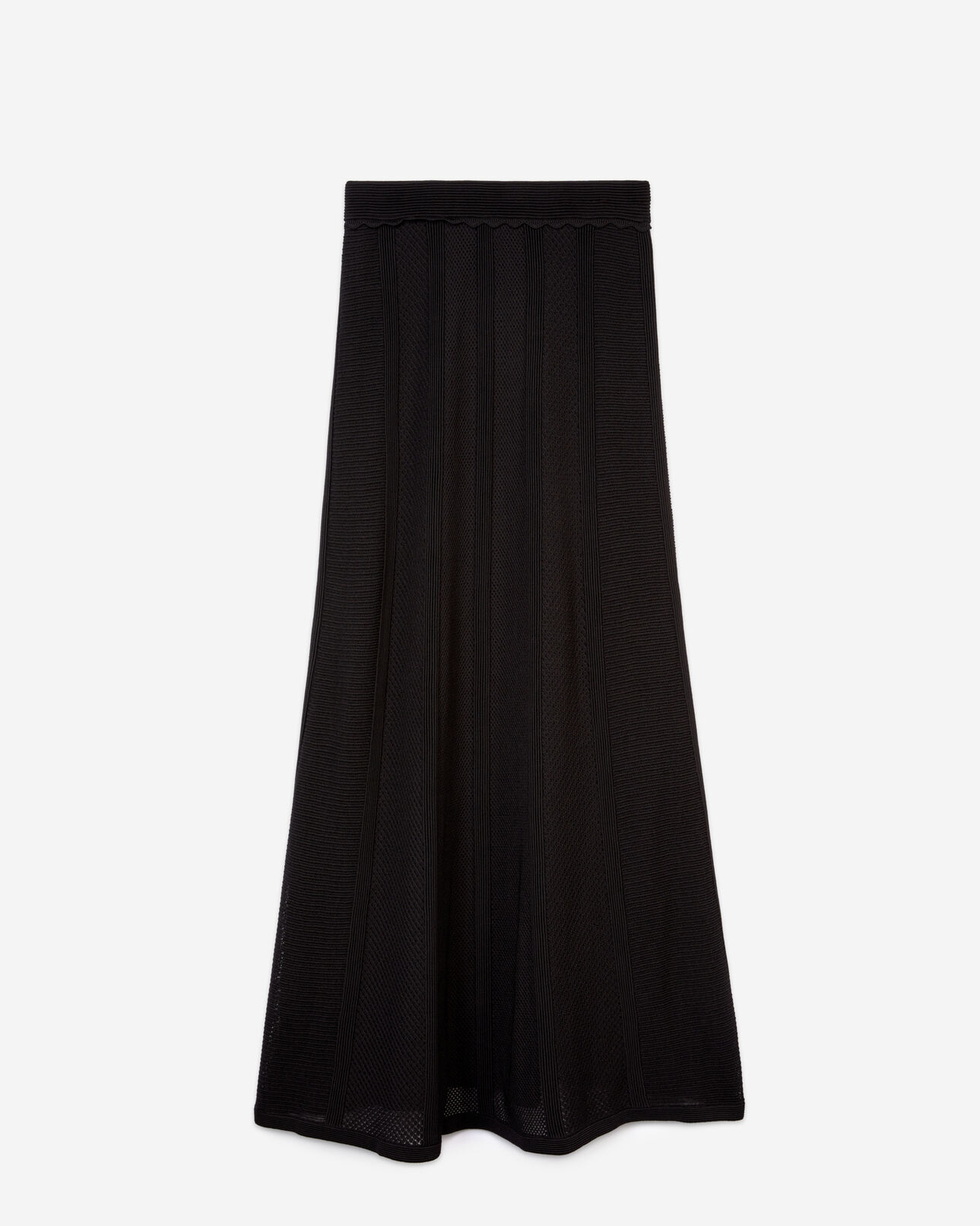 The Kooples WOMEN BLACK long black openwork knit skirt