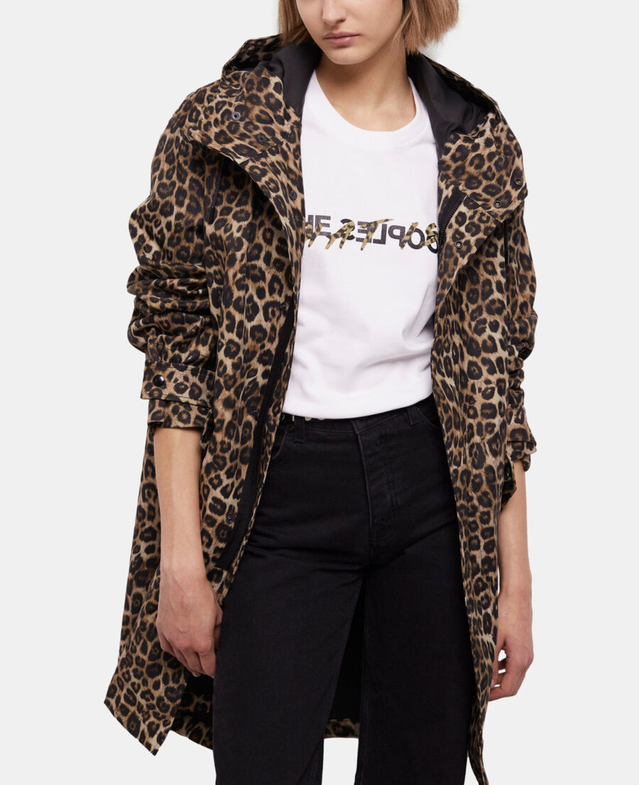 parka larga capucha leopardo