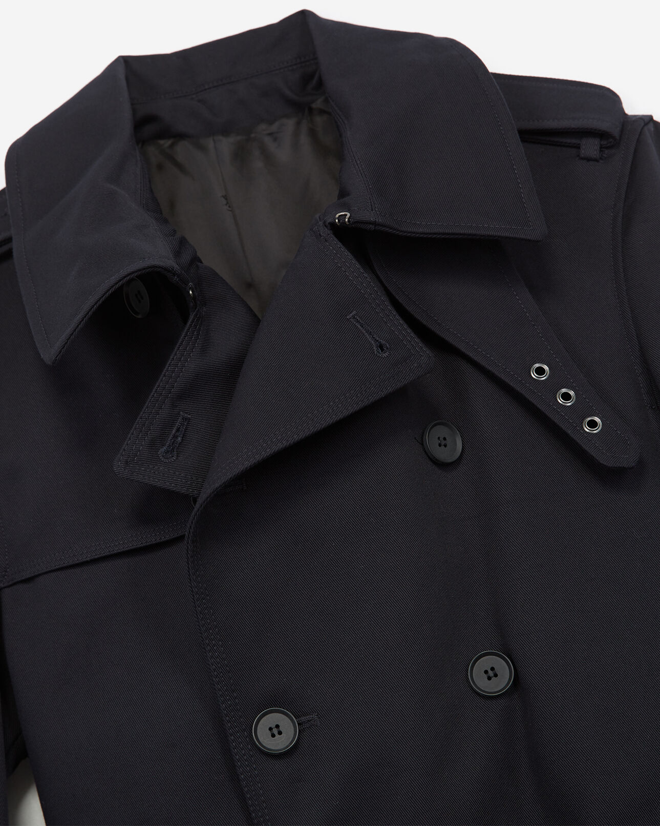 The Kooples MEN DARK NAVY navy blue trench coat in cotton gabardine