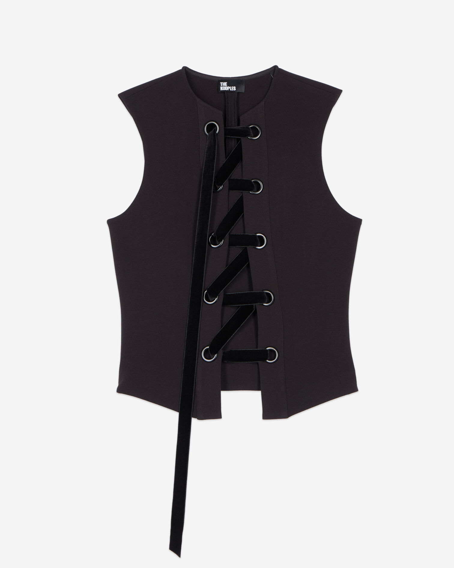 Black top with lacing, BLACK, hi-res image number null