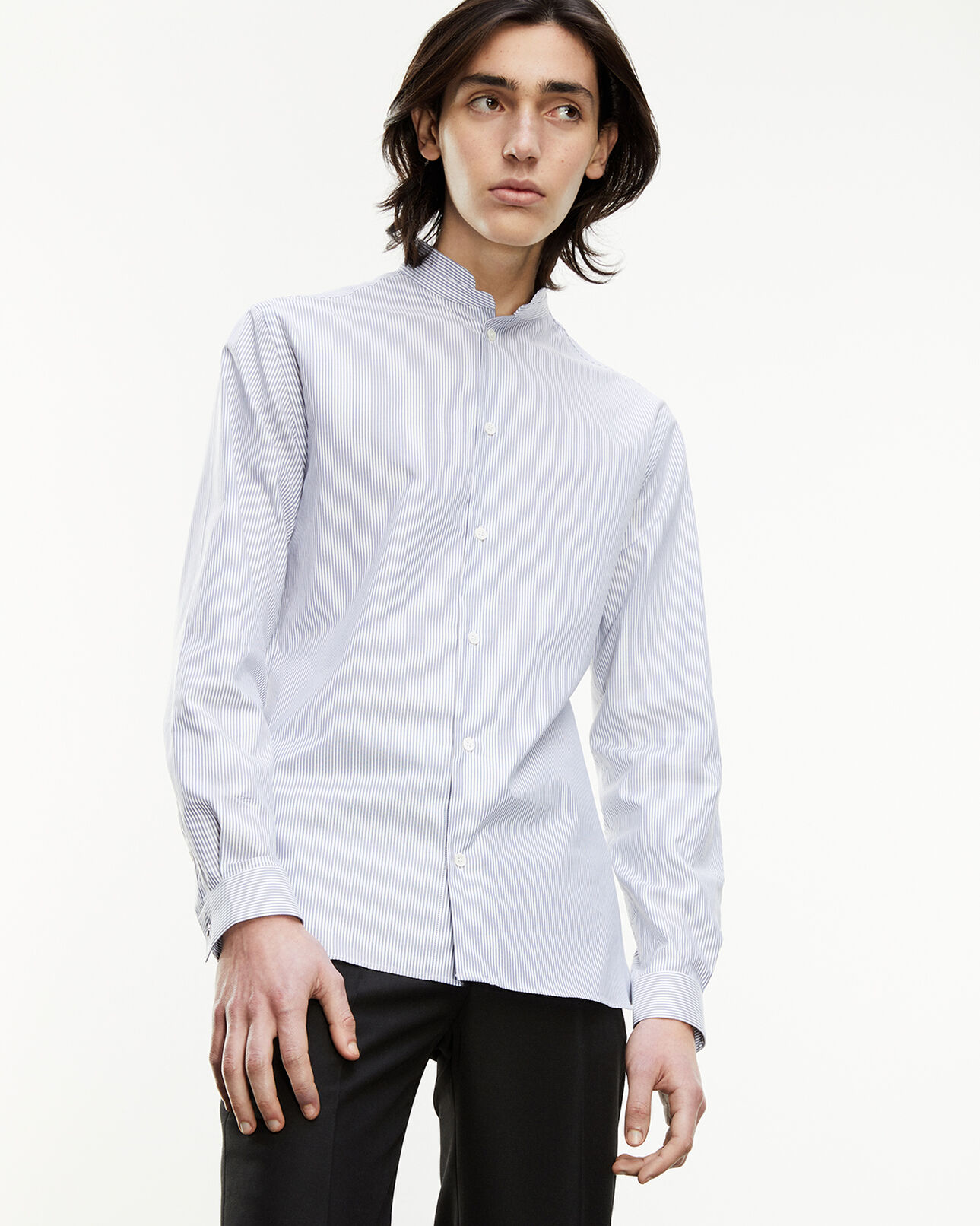 The Kooples MEN WHITE - BLUE blue and white officer-collar shirt