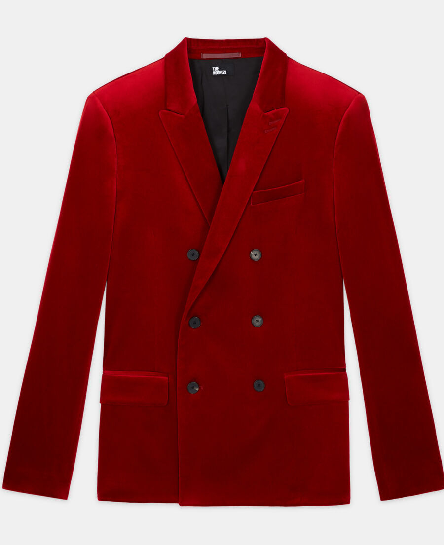 chaqueta traje cruzada roja