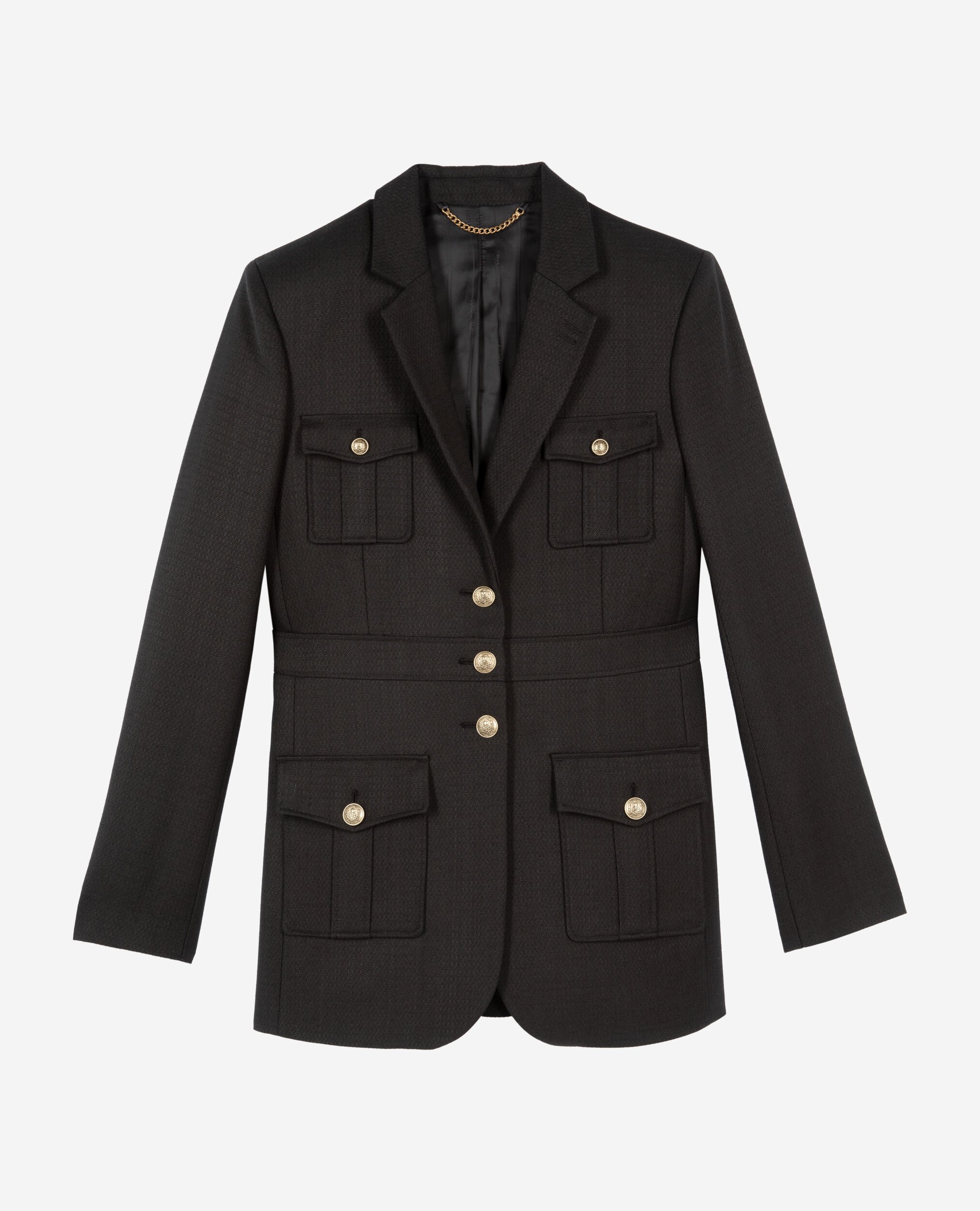 Black safari jacket, BLACK, hi-res image number null