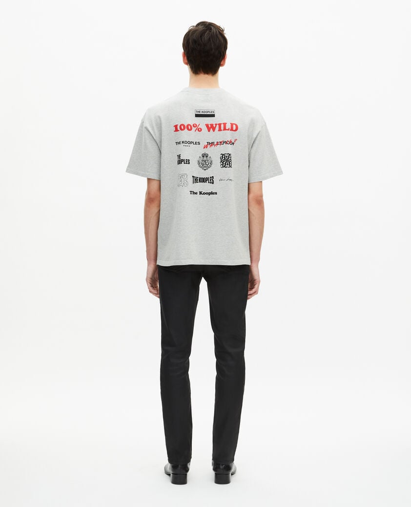 The Kooples HOMME LIGHT GREY MELANGE t-shirt à sérigraphie gris