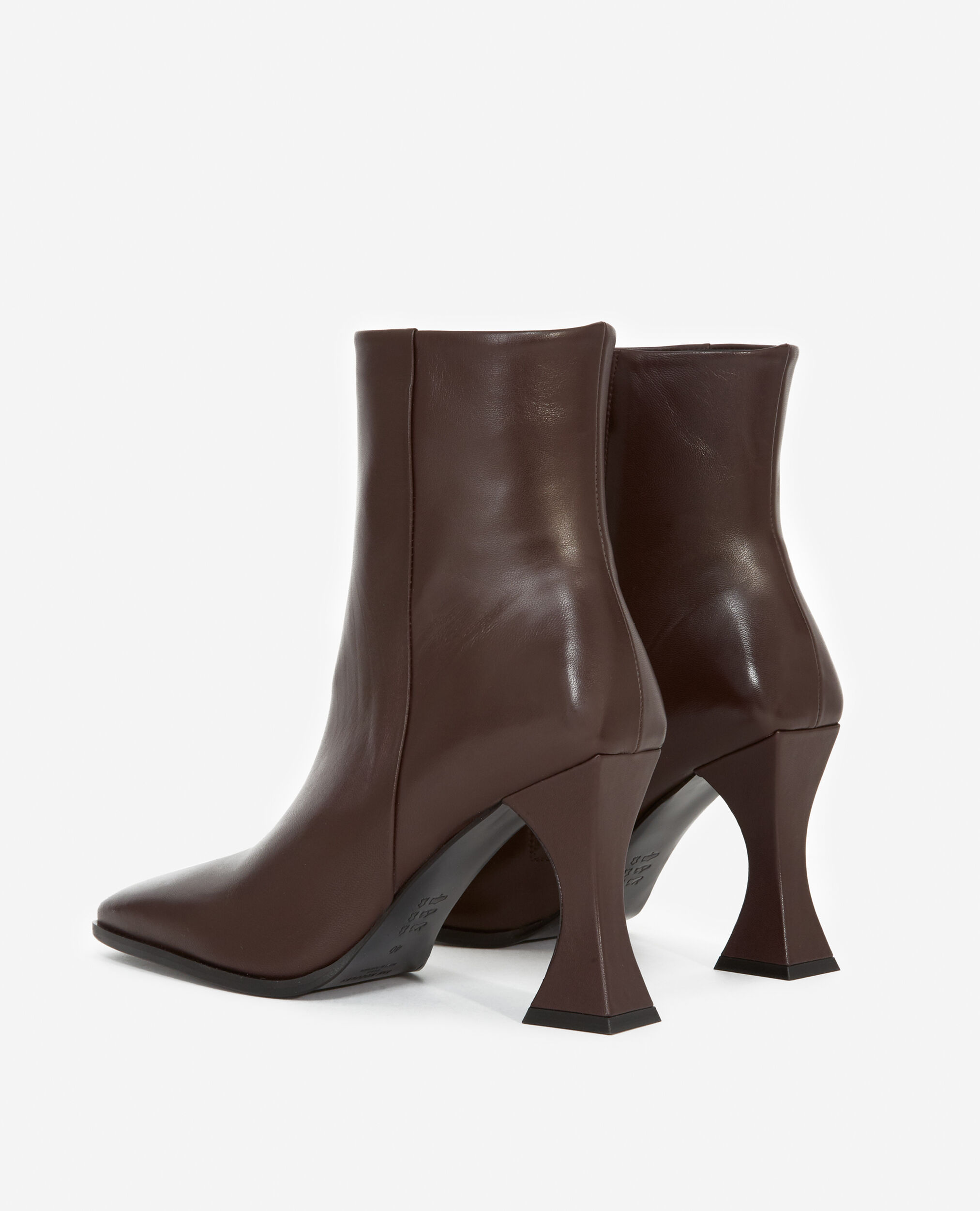 Brown leather boots with shaped heel, BROWN, hi-res image number null