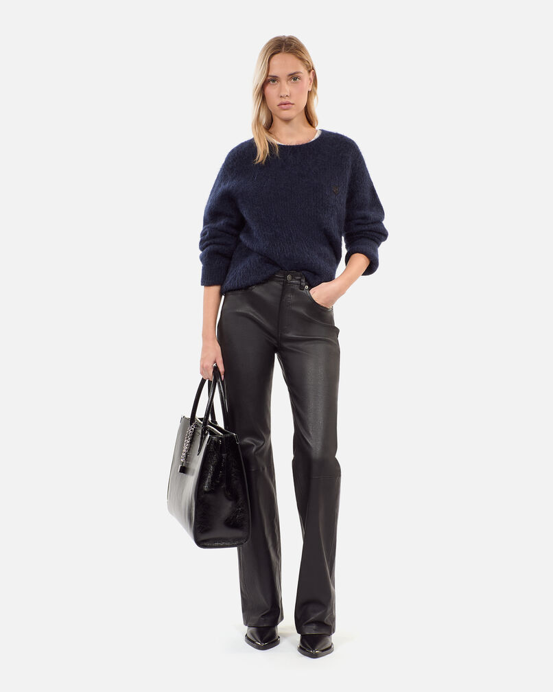 The Kooples F BLACK black leather flare trousers