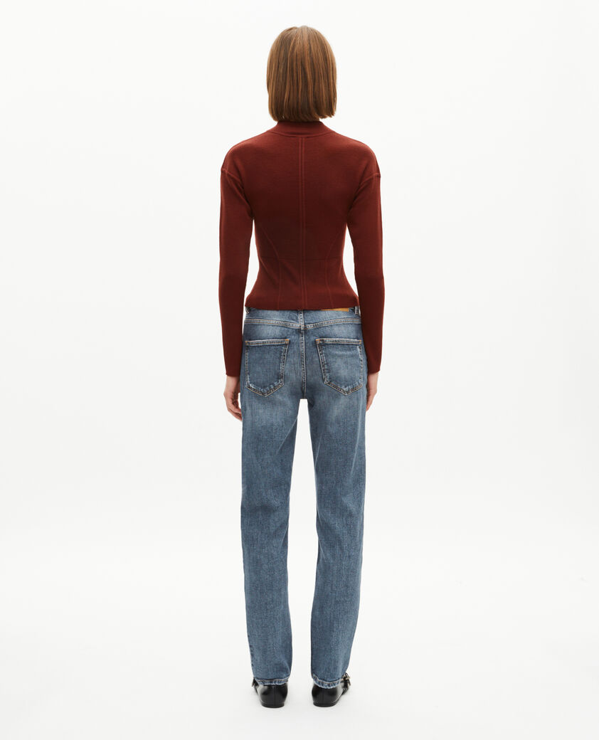 The Kooples WOMEN RED BRIQUE burgundy wool blend zip cardigan