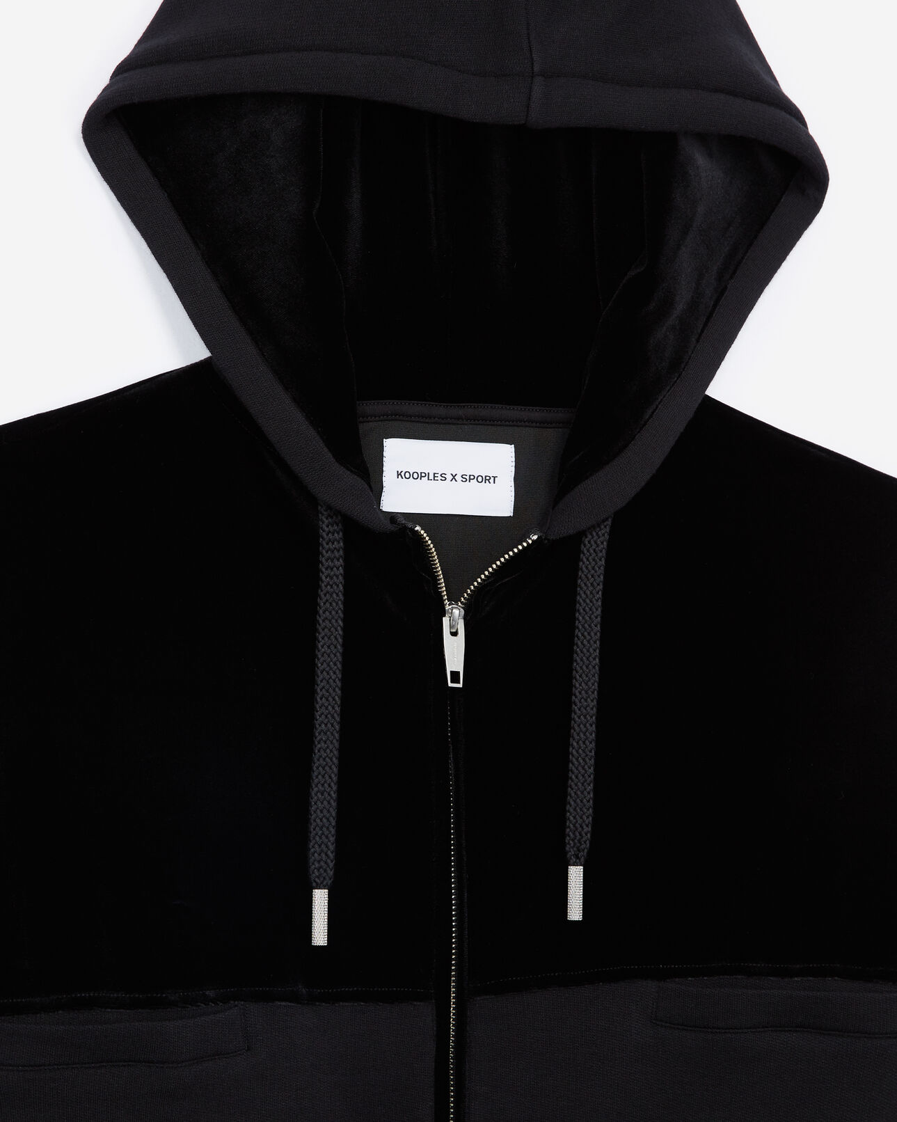The Kooples WOMEN BLACK zipped dual-fabric black sweatshirt