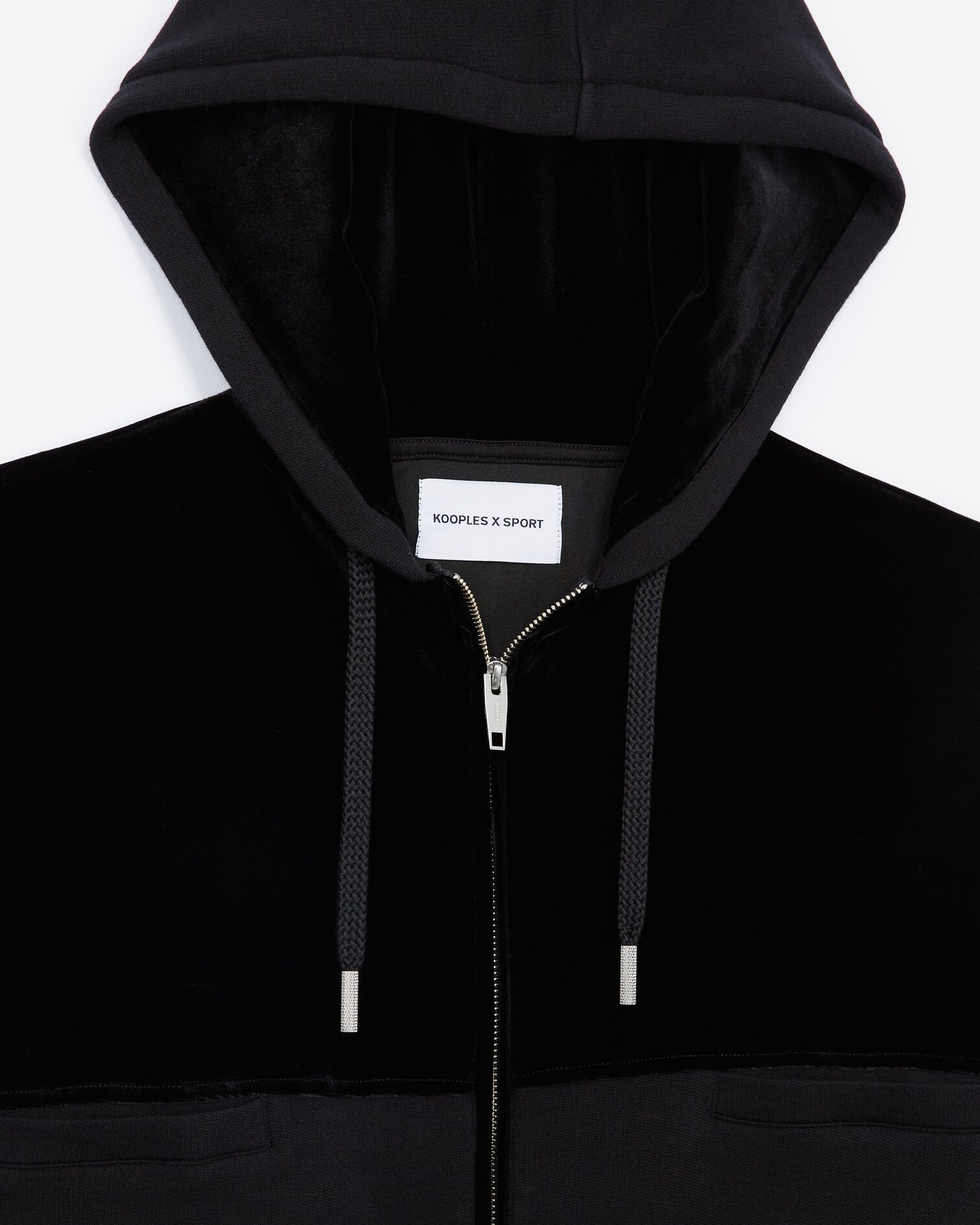 Zipped dual-fabric black sweatshirt, BLACK, hi-res image number null