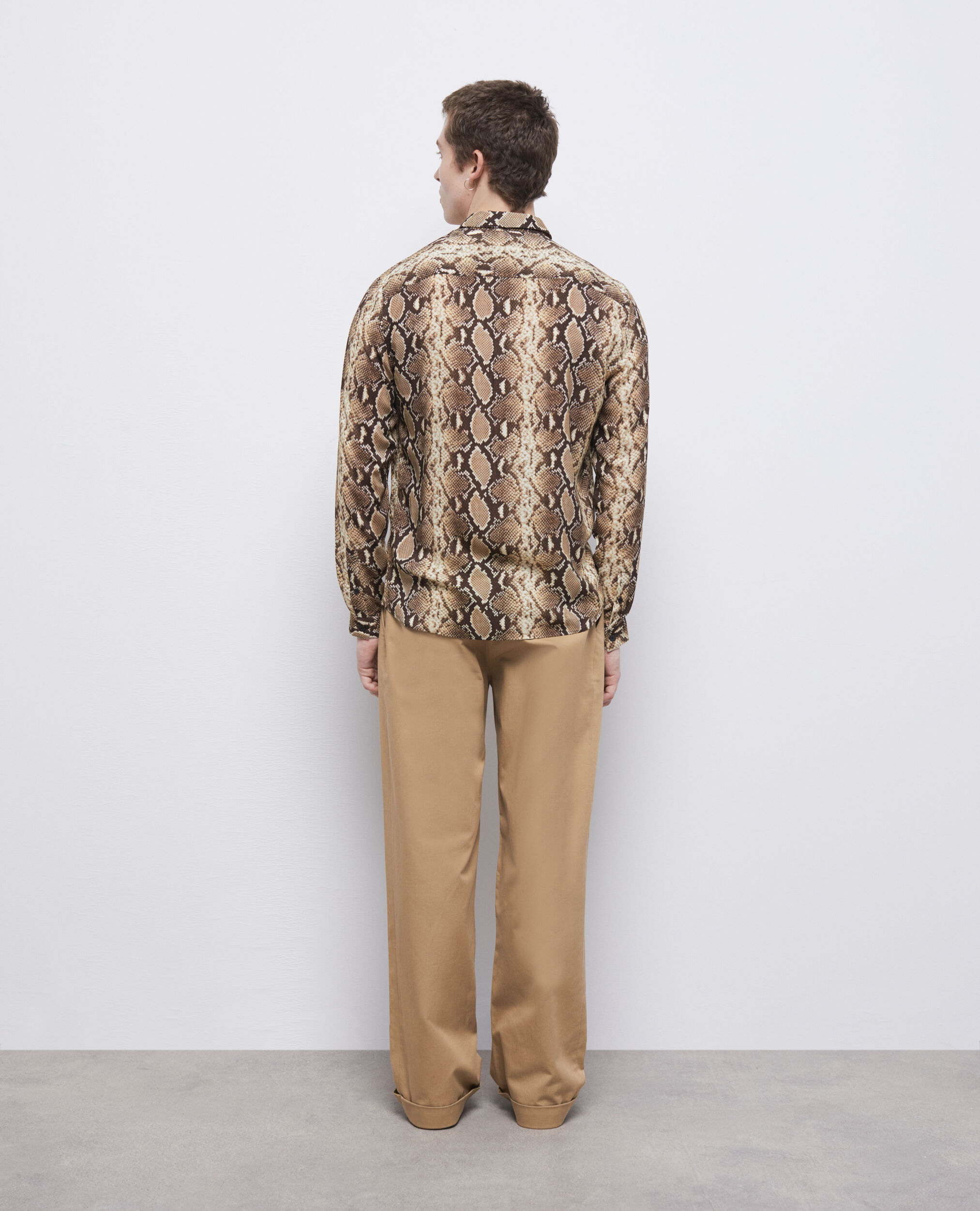Snakeskin print casual shirt, BEIGE, hi-res image number null