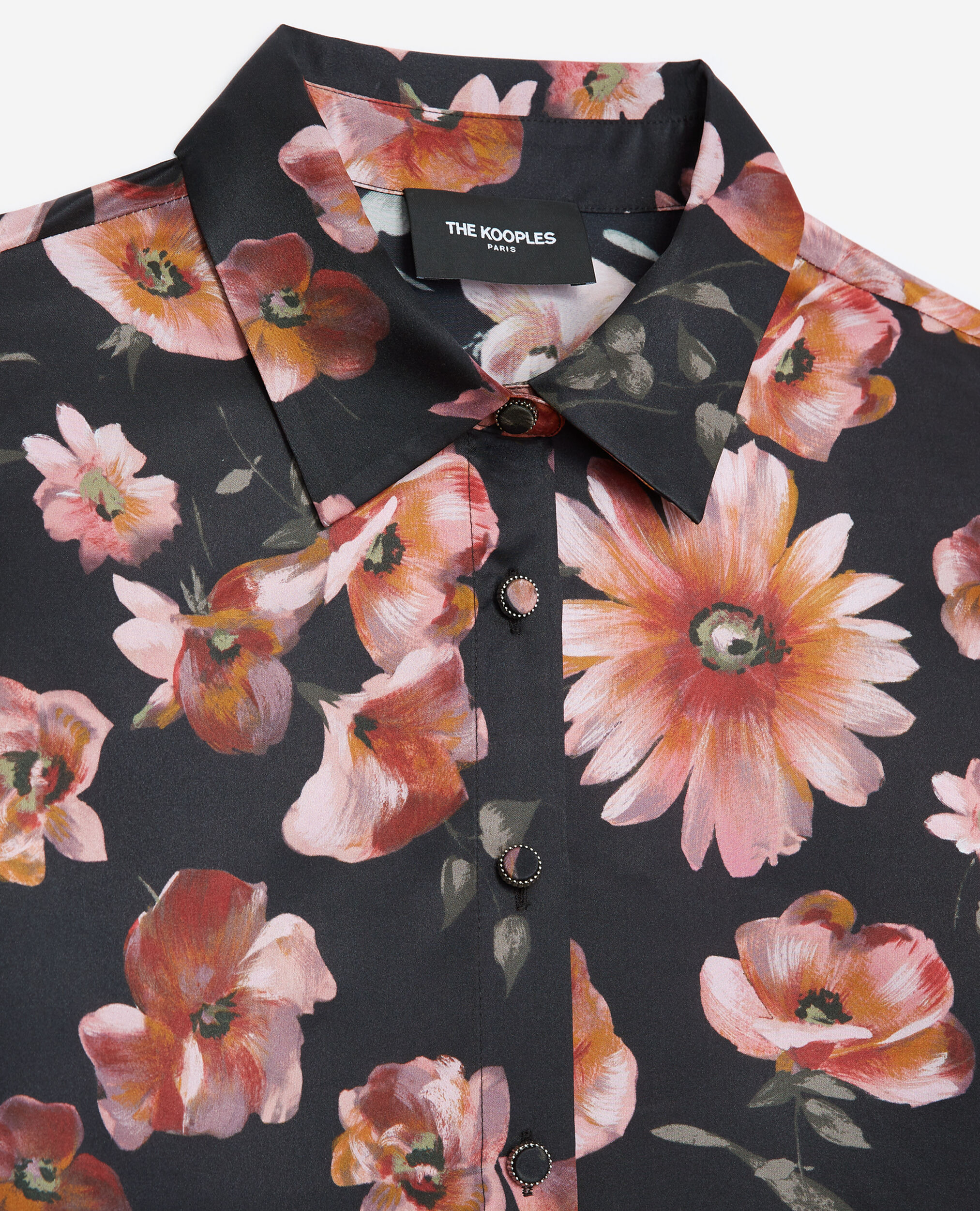 Printed black shirt with long sleeves, BLACK, hi-res image number null