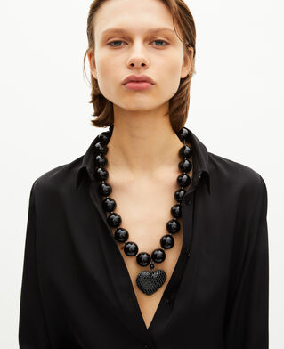 The Kooples FEMME BLACK collier avec perles noir