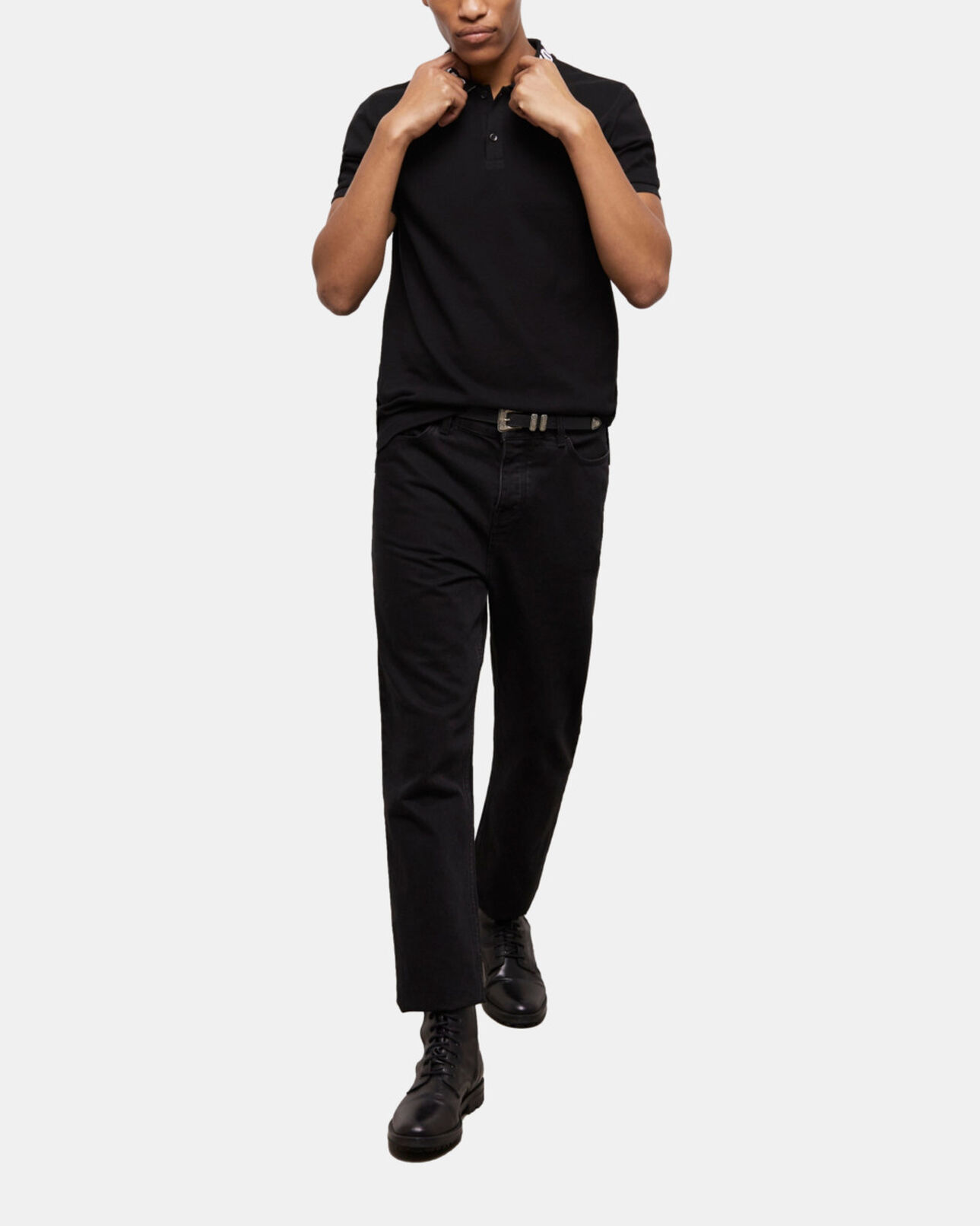 The Kooples HOMME BLACK polo à col logo noir