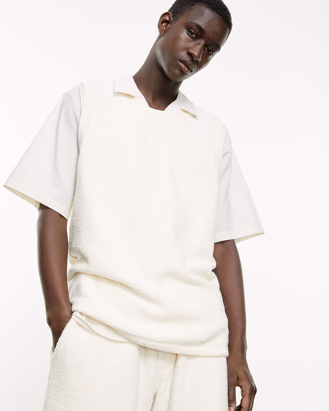 The Kooples HOMME OFF WHITE t-shirt écru coton sans manches
