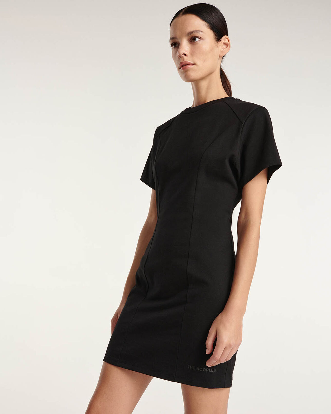 The Kooples FEMME BLACK WASHED robe t-shirt coton noir logo gomme