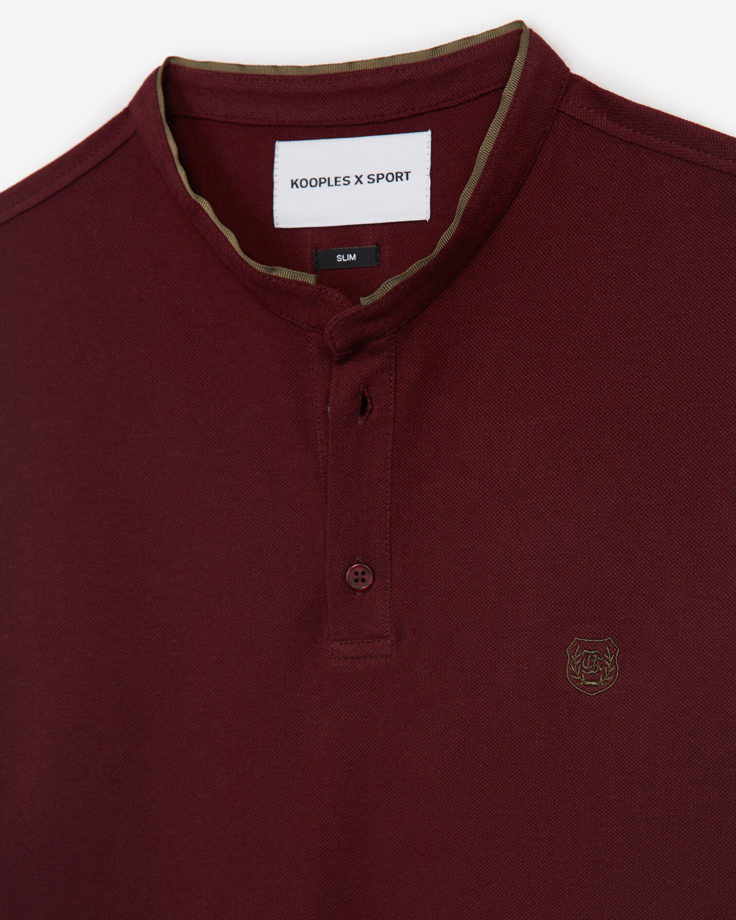 Camisa polo algodón burdeos con cuello Mao, BURGUNDY / KAKI, hi-res image number null