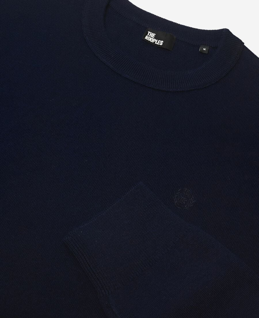 The Kooples MEN NAVY navy double-sided wool crew neck sweater