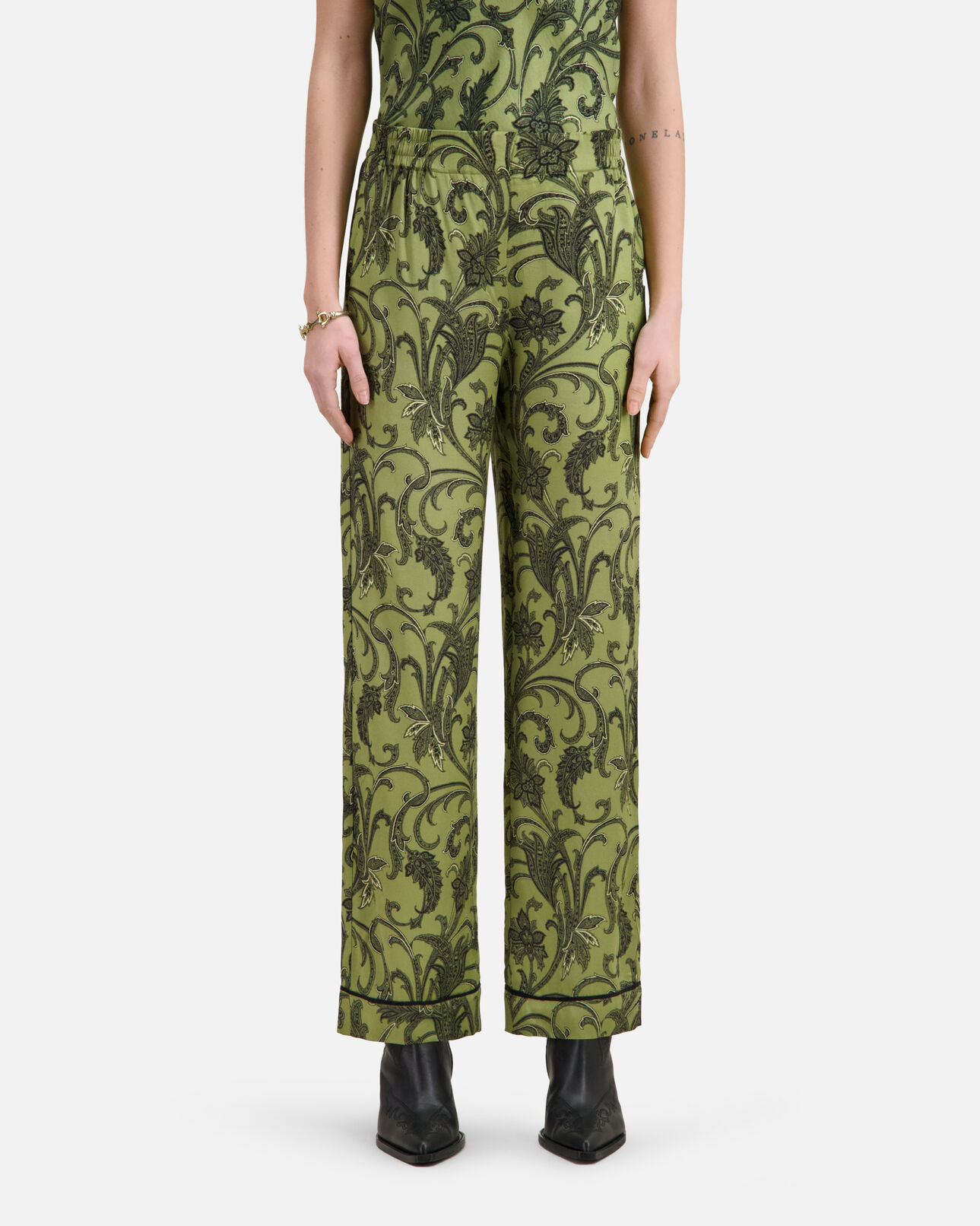The Kooples WOMEN KAKI BLACK printed trousers