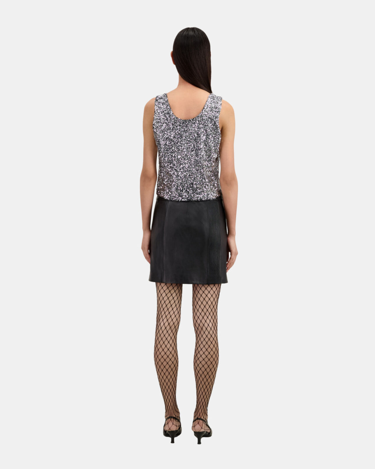 The Kooples FEMME SILVER top à sequins argenté