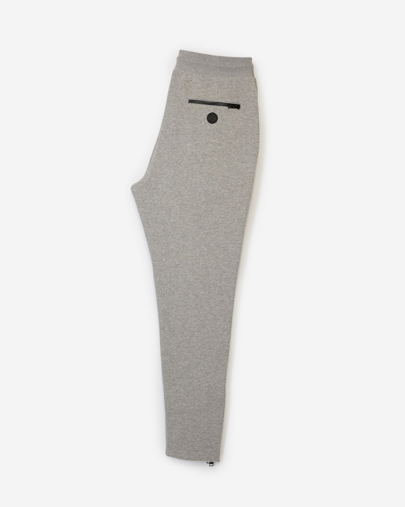 The Kooples MEN LIGHT GREY MELANGE slim grey fleece joggers with zipped bottoms