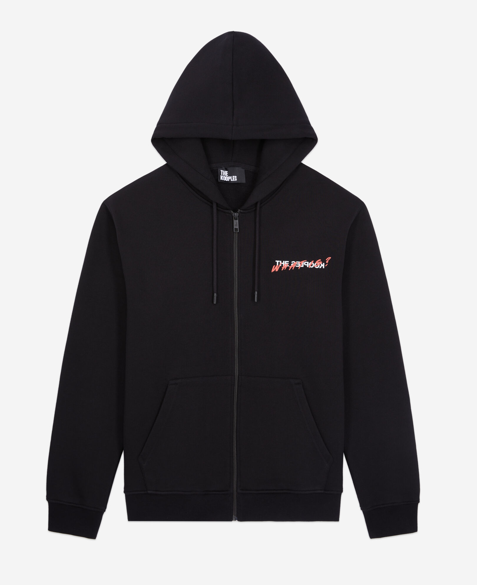 The Kooples HERREN BLACK herren schwarzes kapuzensweatshirt „what is“