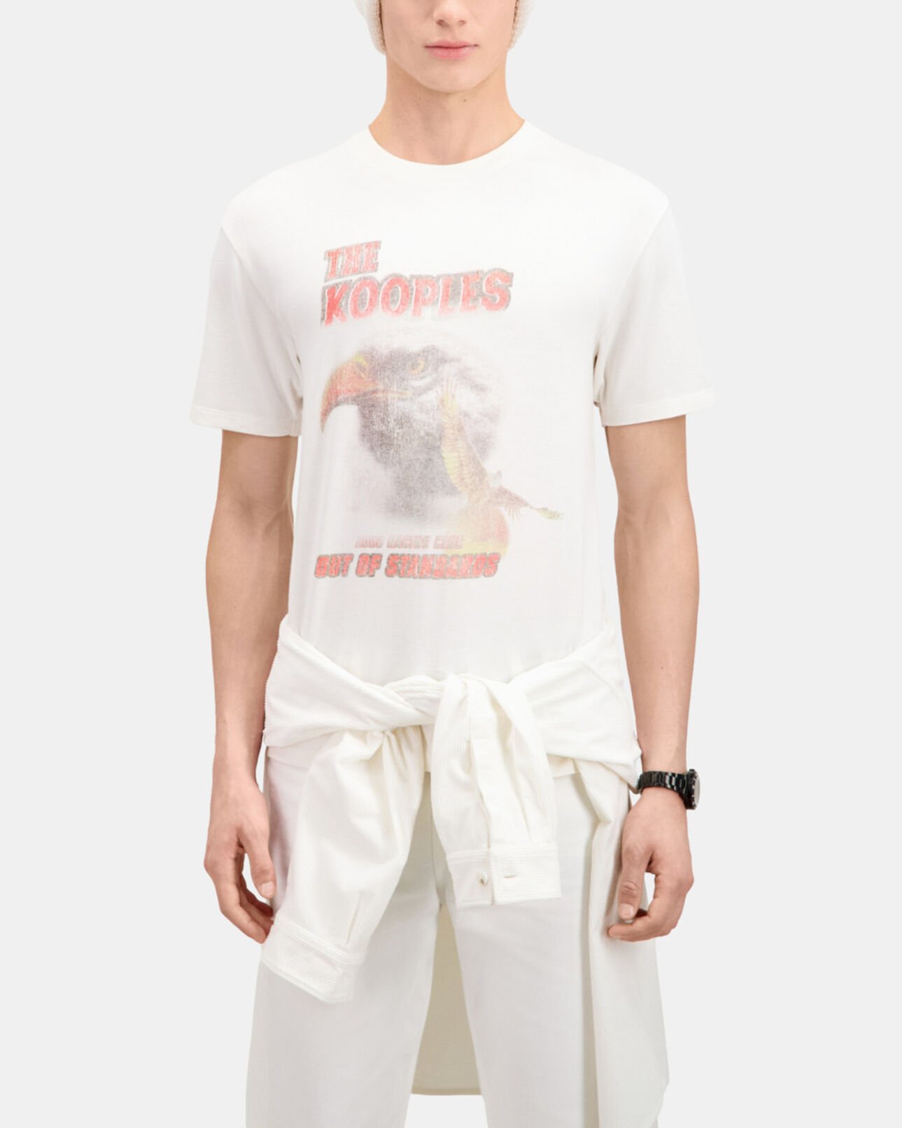 The Kooples HOMME ECRU t-shirt ecru avec sérigraphie eagle
