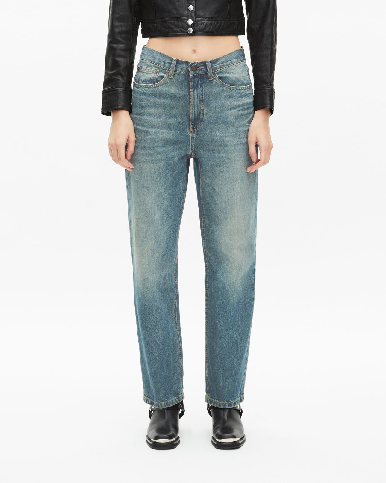The Kooples FEMME USED RAPIECE jean boyfriend bleu