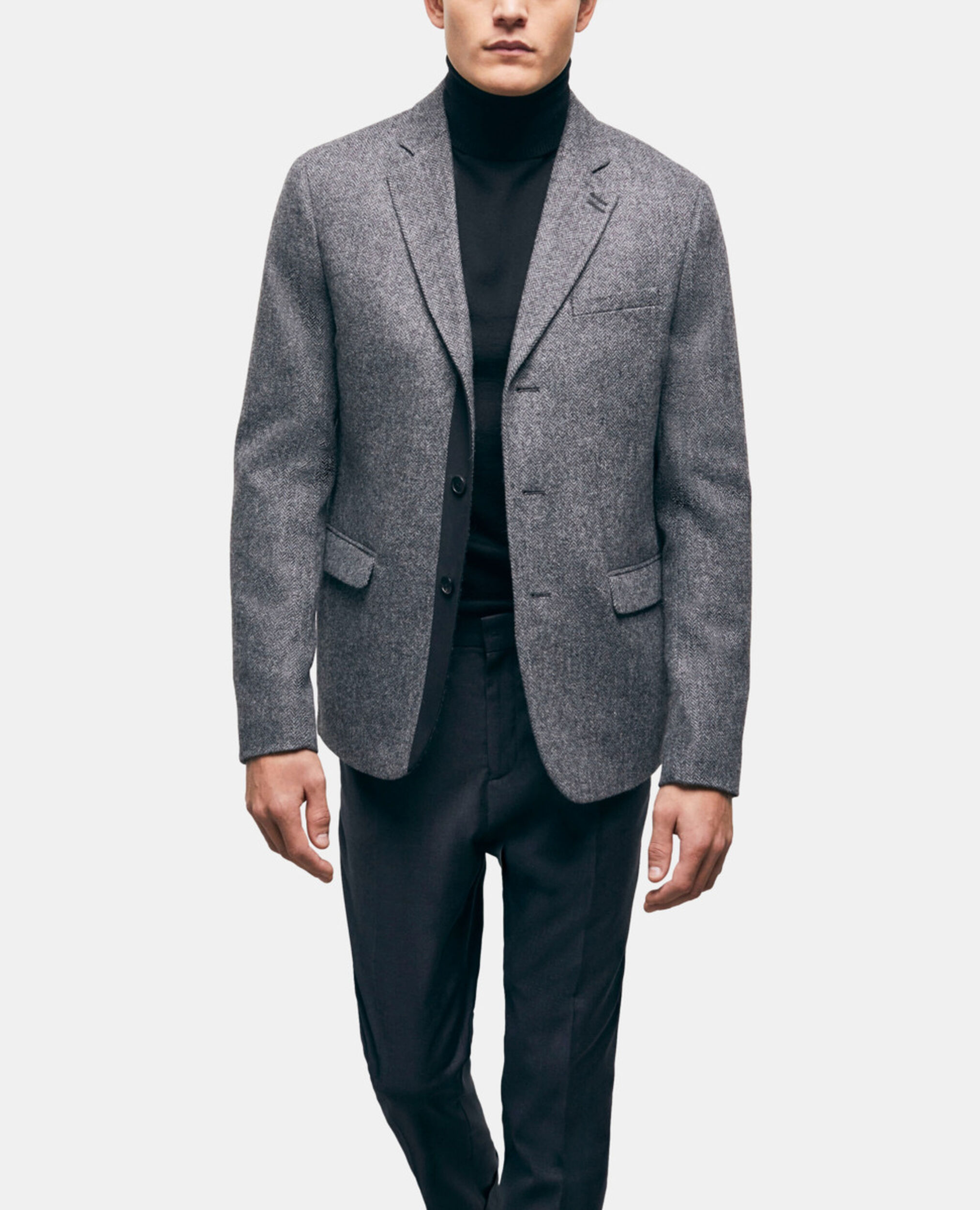 Gray patterned wool jacket, GREY, hi-res image number null