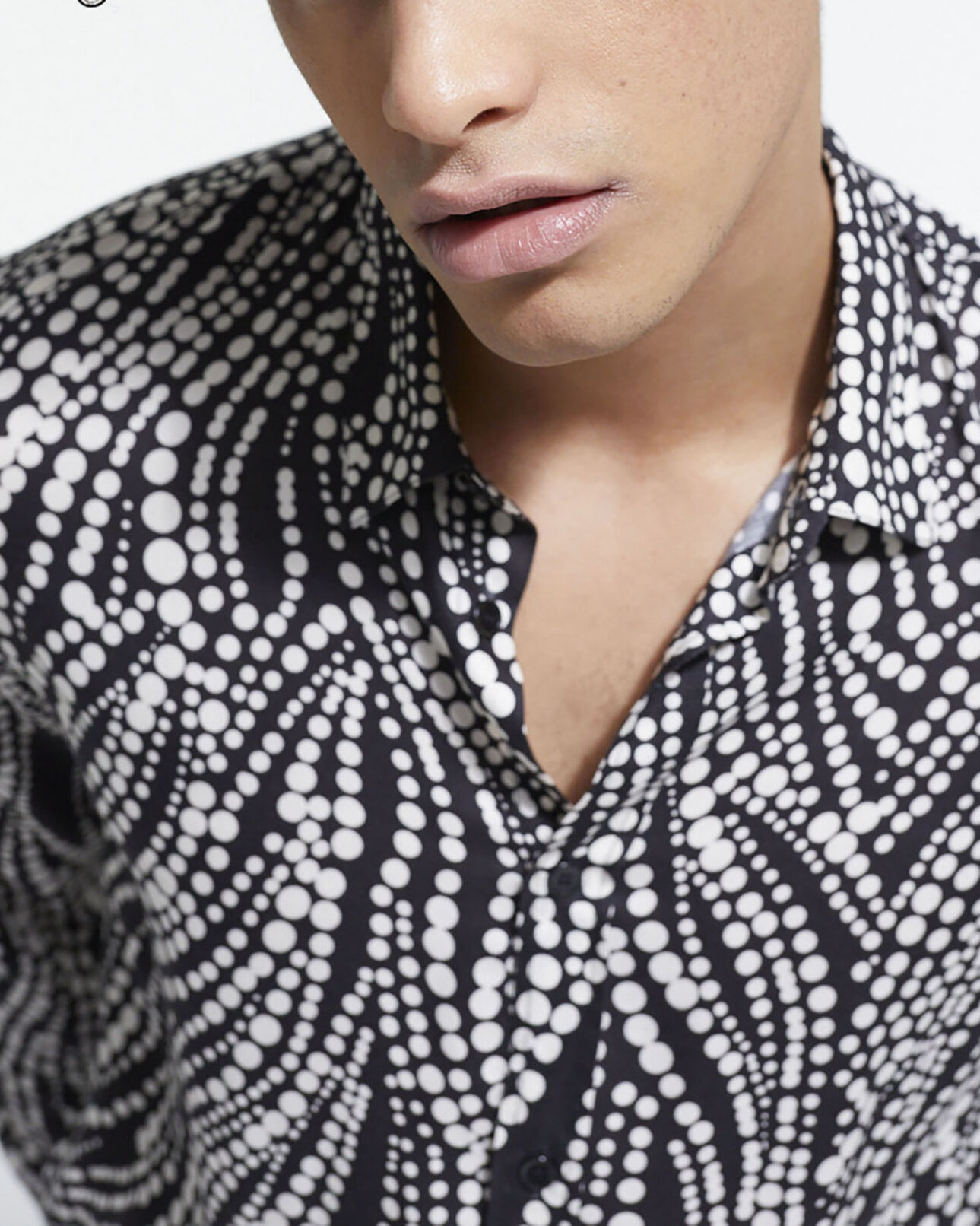 The Kooples MEN BLACK WHITE printed shirt with classic collar