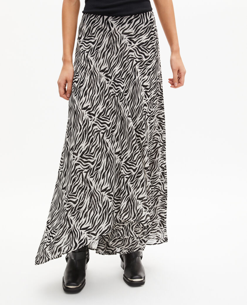 The Kooples WOMEN BLACK WHITE long zebra print skirt